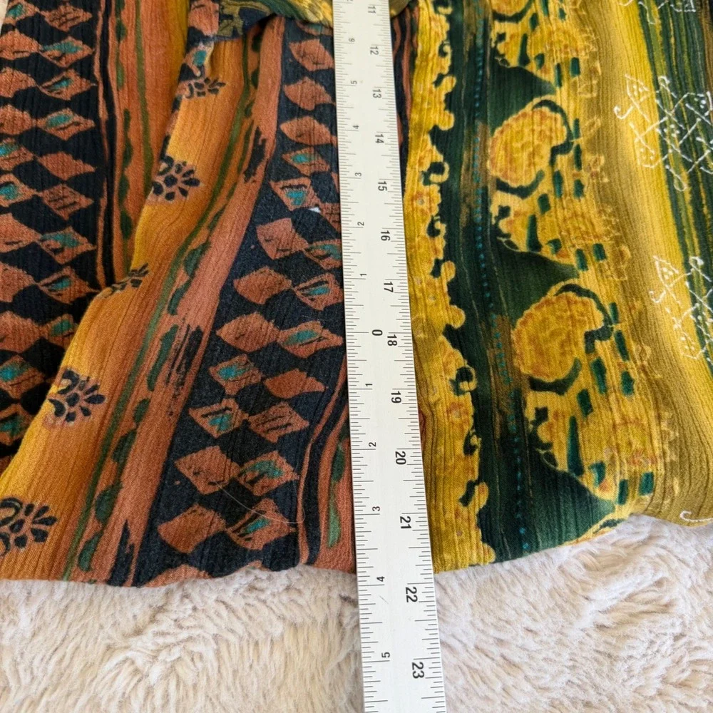 Earthy Boho Indie Grunge Tapestry Stripe‎ Midi Dress Green Rust Tank Beaded 90s